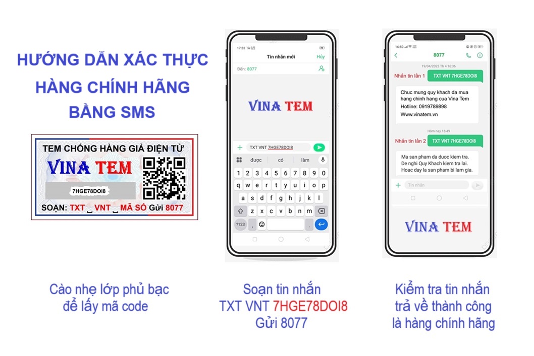 Hướng dẫn xác thực hàng chính hãng bằng SMS